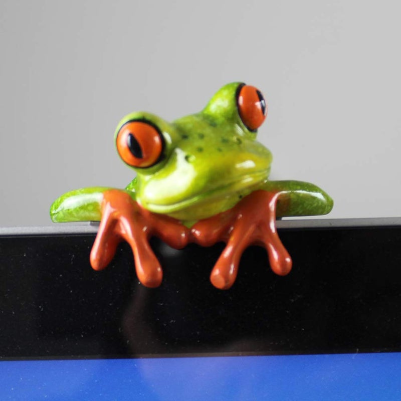MosBug 2 Pcs Funny Resin Frogs Decor, 3D Creative Craft Animal Frog Figurine Adorable Office Desk Toy Great for Computer Monitor Desk Decoration - Image 4